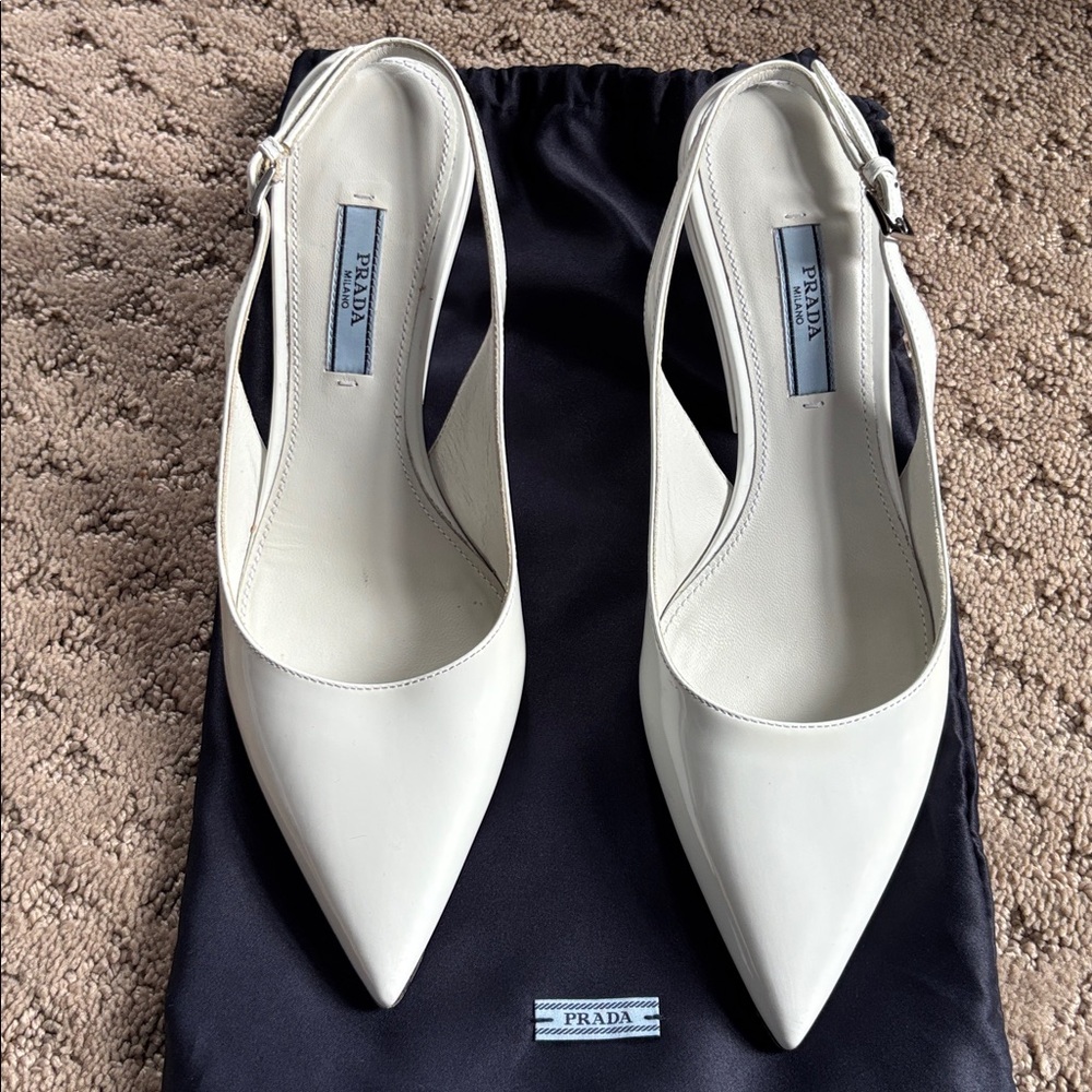 Prada Ivory Slingback Pumps